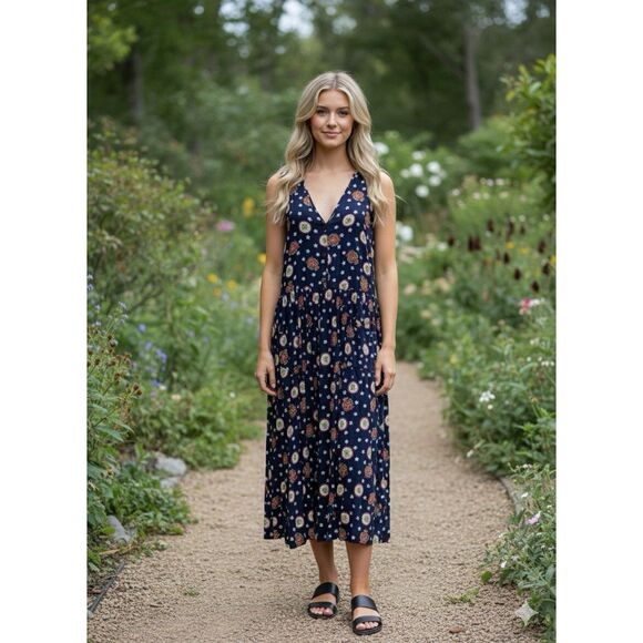 Vintage Pendleton Nautical Navy Drop Waist Jumper Maxi Dress Small - Picture 1 of 6